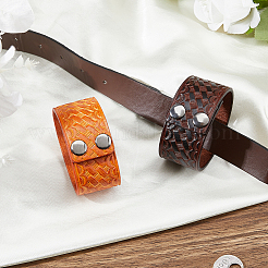2Pcs 2 Colors Punk Cowhide Cord Bracelets&nbsp;BJEW-FH0001-15