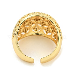 Hollow Flower Clear Cubic Zirconia Open Cuff Ring&nbsp;RJEW-L121-036G