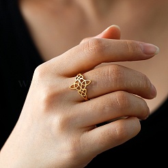 Sailor's Knot 304 Stainless Steel Hollow Open Cuff Ring for Women&nbsp;RJEW-E073-03G
