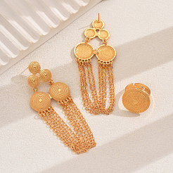 Vintage Alloy Round Tassel Earrings & Ring Sets for Women's Party Wedding&nbsp;KC7338