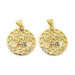 Brass Micro Pave Cubic Zirconia Pendants&nbsp;KK-H441-30G