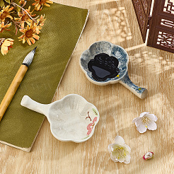 2Pcs 2 Colors Flower Ceramics Ink Dish&nbsp;AJEW-GF0013-65