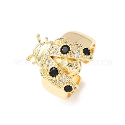 Adjustable Brass Micro Pave Cubic Zirconia Cuff Open Rings&nbsp;RJEW-H263-263B-G