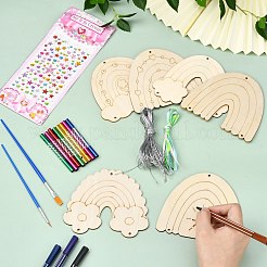 DIY Unfinished Wood Rainbow Wind Chime Kits for Children's Crafts&nbsp;ST-CJ0009-2