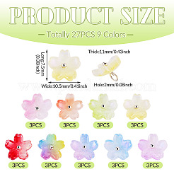 27Pcs 9 Colors Two Tone Glass Charms&nbsp;PALLOY-TADJ00014