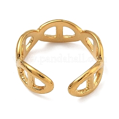 Ion Plating(IP) 304 Stainless Steel Oval Buckle Open Cuff Ring for Men Women&nbsp;RJEW-I085-12G