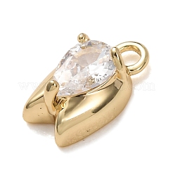 Brass Micro Pave Clear Cubic Zirconia Charms&nbsp;KK-H294-02C-G