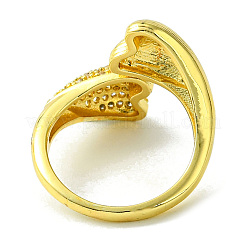 Brass Micro Pave Cubic Zirconia Open Cuff Rings&nbsp;RJEW-K256-34G