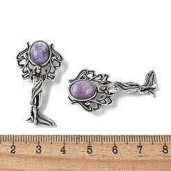 Angel Brass Natural Lepidolite Pendants&nbsp;KK-D361-02AS-15