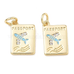 Brass Micro Pave Clear Cubic Zirconia with Enamel Charms&nbsp;CU-CBA01AA-14-G