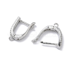 Brass Micro Pave Clear Cubic Zirconia Hoop Earring Findings&nbsp;KK-Z143-06P