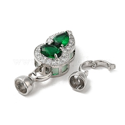 Rack Plating Brass Micro Pave Clear Cubic Zirconia Fold Over Clasps&nbsp;KK-E084-05P