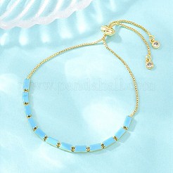Rectangle Brass Micro Pave Cubic Zirconia Slider Bracelets&nbsp;KK-A305-02G