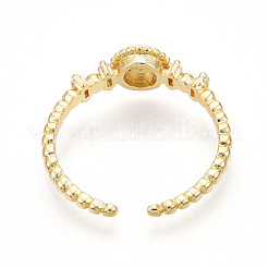 Brass Micro Pave Clear Cubic Zirconia Cuff Rings for Women&nbsp;KK-T070-113