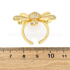 Brass Micro Pave Clear Cubic Zirconia Cuff Rings for Women&nbsp;RJEW-H248-02G