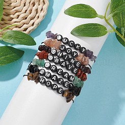 Natural Gemstone Chip Braided Bead Bracelets&nbsp;BJEW-JB09608