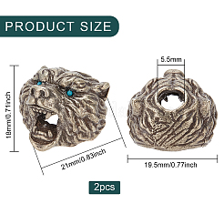 2Pcs Tibetan Style Alloy European Beads&nbsp;TIBEB-BC0001-05AS