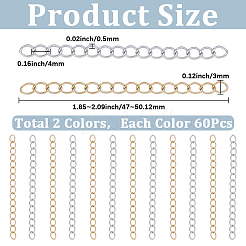 120 Strands 2 Colors 304 Stainless Steel Chain Extender&nbsp;STAS-BM0001-05