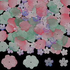 120Pcs 4 Styles Baking Paint Transparent Glass Bead Caps&nbsp;DGLA-PA0001-12A