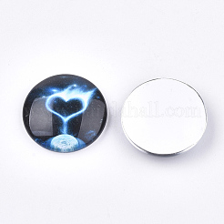 Starry Sky Pattern Printed Glass Cabochons&nbsp;GGLA-N004-25mm-D84