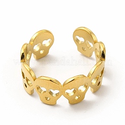 Ion Plating(IP) 304 Stainless Steel Skull Open Cuff Ring for Women&nbsp;RJEW-B027-31G