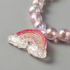 Cute Plastic Charm Stretch Bracelet with Round Beaded for Women&nbsp;BJEW-TAC0009-02B