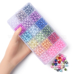 540Pcs 18 Style Spray Painted ABS Plastic Imitation Pearl Beads&nbsp;OACR-YW0001-35B
