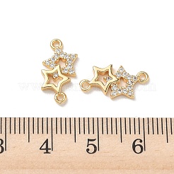 Brass Micro Pave Clear Cubic Zirconia Connector Charms&nbsp;KK-P355-27G