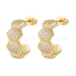 Brass Micro Pave Cubic Zirconia Stud Earrings&nbsp;EJEW-B153-03G