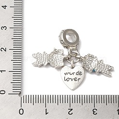 Rack Plating Alloy Crystal Rhinestone European Dangle Charms&nbsp;PALLOY-S189-21P