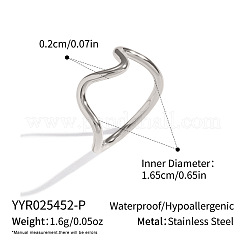 304 Stainless Steel Irregular Line Finger Rings for Women&nbsp;EF1502-2