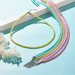 7Pcs 7 Color Round Acrylic Beaded Necklaces for Women&nbsp;NJEW-JN03864