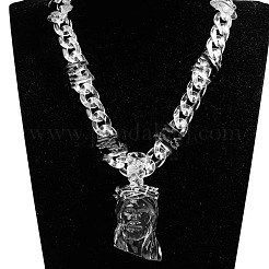 Transparent Acrylic Jesus Head Pendant Necklaces&nbsp;FS-WG26B16-01