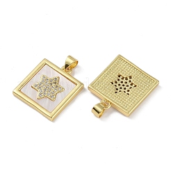 Rack Plating Brass Micro Pave Clear Cubic Zirconia Pendants&nbsp;KK-K341-44G-03