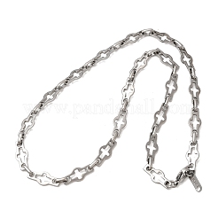 304 Stainless Steel Cross Link Chain Necklaces for Women Men&nbsp;NJEW-JN05432-01
