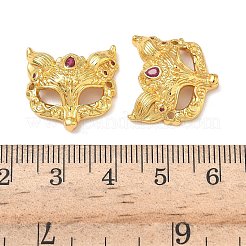Brass Micro Pave Hot Pink Cubic Zirconia Fox Mask Connector Charms&nbsp;KK-H526-11G-01