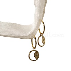 Sun Brass Pave Natural Shell Dangle Huggie Hoop Earrings for Women&nbsp;FS-WGC7D9E-01