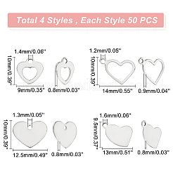 200Pcs 4 Style 201 Stainless Steel Pendants&nbsp;STAS-DC0009-79