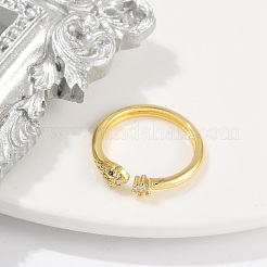 Rack Plating Brass Micro Pave Clear Cubic Zirconia Cuff Rings for Women&nbsp;RJEW-M028-59G