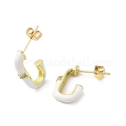 Real 18K Gold Plated Brass Oval Stud Earrings&nbsp;EJEW-L268-020G-03