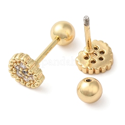 Heart Bow Brass Micro Pave Clear Cubic Zirconia Cartilage Earrings&nbsp;EJEW-L289-03G-06