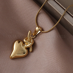 304 Stainless Steel Enamel with Imitation Pearl White Heart Pendant Necklaces for Women&nbsp;KW3625