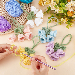 5Pcs 5 Colors Lily of the Valley Kintting Cotton Wool Pendant Decorations&nbsp;HJEW-FG0001-19