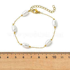 Oval ABS Plastic Pearl Beads Link Bracelets&nbsp;BJEW-JB14041-02