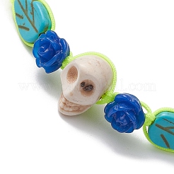 Adjustable Synthetic Dyed Turquoise & Magnesite Braided Bead Bracelets&nbsp;BJEW-JB10603-03