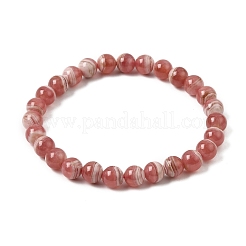 Natural Argentina Rhodonite Round Beaded Stretch Bracelets&nbsp;GG-CBAB07B-01