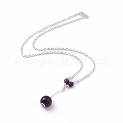 3Pcs Natural Gemstones Pendant Necklaces&nbsp;NJEW-FS0001-04