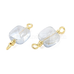 Glass Faceted Square Connector Charms&nbsp;KK-C097-09G-02