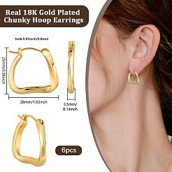 3Pairs Ion Plating(IP) 304 Stainless Steel Trapezoid Hoop Earrings for Women&nbsp;EJEW-BBC0001-40