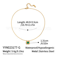 304 Stainless Steel Rhinestone Rectangle with Oval Pendant Necklaces&nbsp;KL1380-2